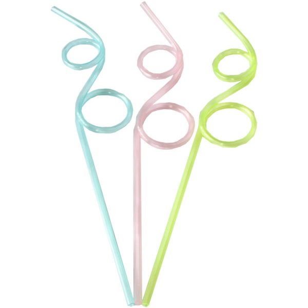 3X SUMMER CURLY WURLY WIGGLEY FANCY DRINKING STRAWS