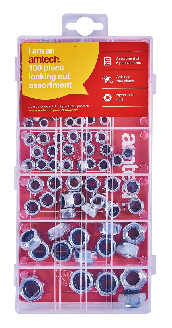 AMTECH ASSORTED METRIC LOCKING NUTS PACK OF 1000