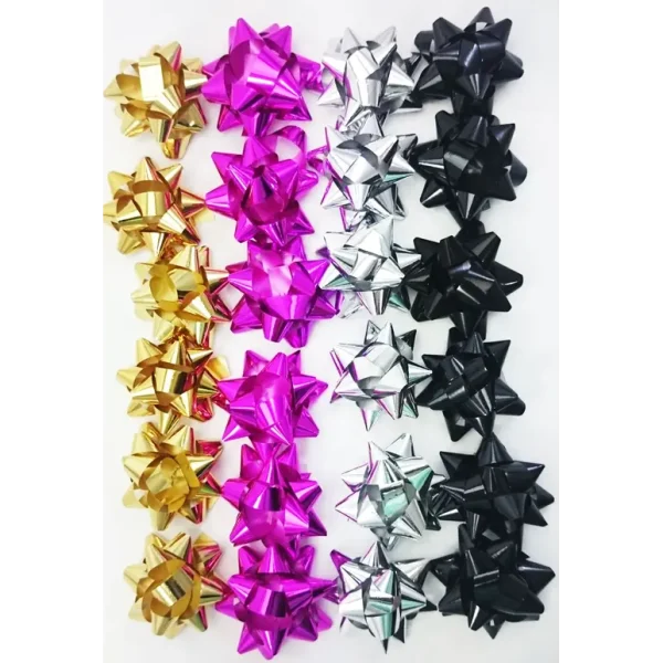 PACK OF 24 MINI FOIL METALLIC GIFTS BOWS