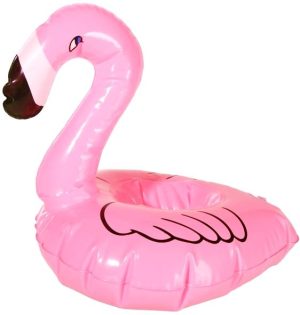 PINK INFLATABLE BEVERAGE CAN HOLDER FLAMINGO 18CM