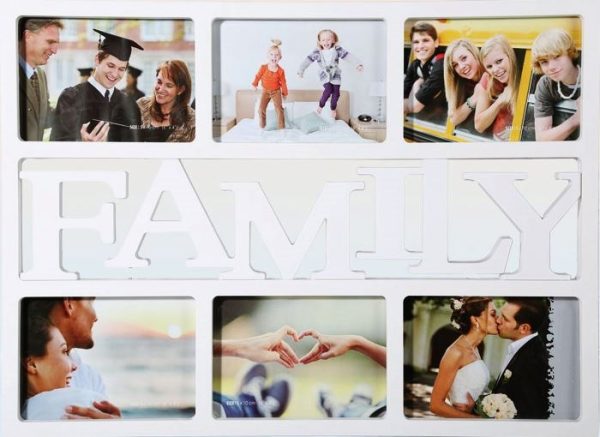 WHITE PLASTIC PHOTO FRAME FAMILY