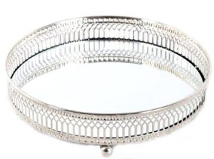 20CM SILVER MIRROR CANDLE PLATE
