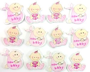 12 PER PACK BABY CRAFT EMBELLISHMENTS PINK