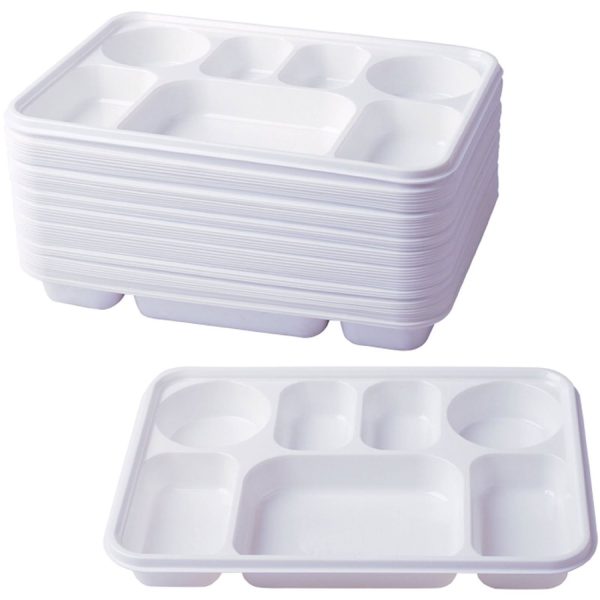 HEAVY DUTY 7 COMPARTMENT PLASTIC DINNER PLATES - 50PC