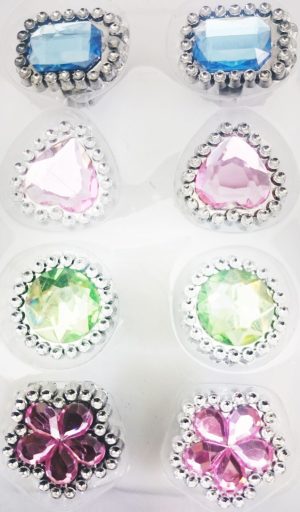 8 IN PACK GEM RINGS PLASTIC TOY GIRL PRINCESS