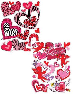 VALENTINE'S DAY WINDOW STICKER ANGEL PANTHER HEARTS DESIGN