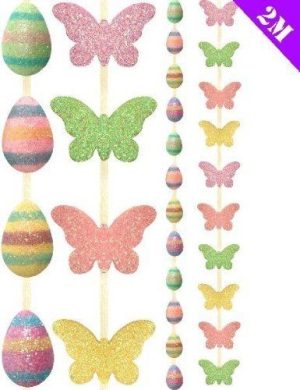 GLITTER MINI EASTER EGG / BUTTERFLY PARTY GARLAND 2M