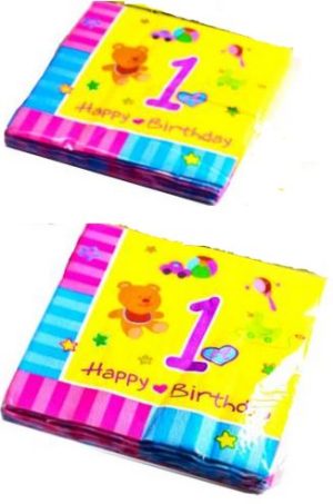 PACK OF 24 1ST BIRTHDAY PARTY SERVIETTES