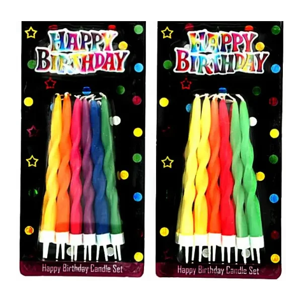 ASSORTED COLOUR CURLY TWIST HAPPY BIRTHDAY SET