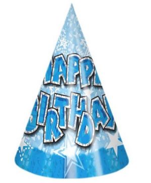 Pack Of 8 HAPPY BIRTHDAY HATS BLUE