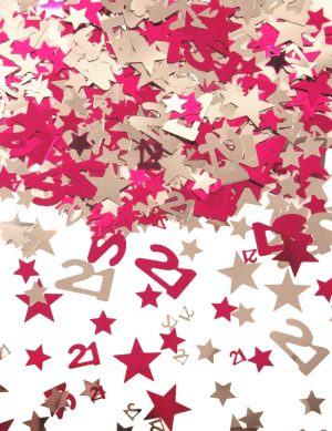 AGE 21 / 21TH PINK STAR PARTY TABLE FOIL CONFETTI - WEDDING ANNIVERSARY BIRTHDAY SCATER THROWING DEC