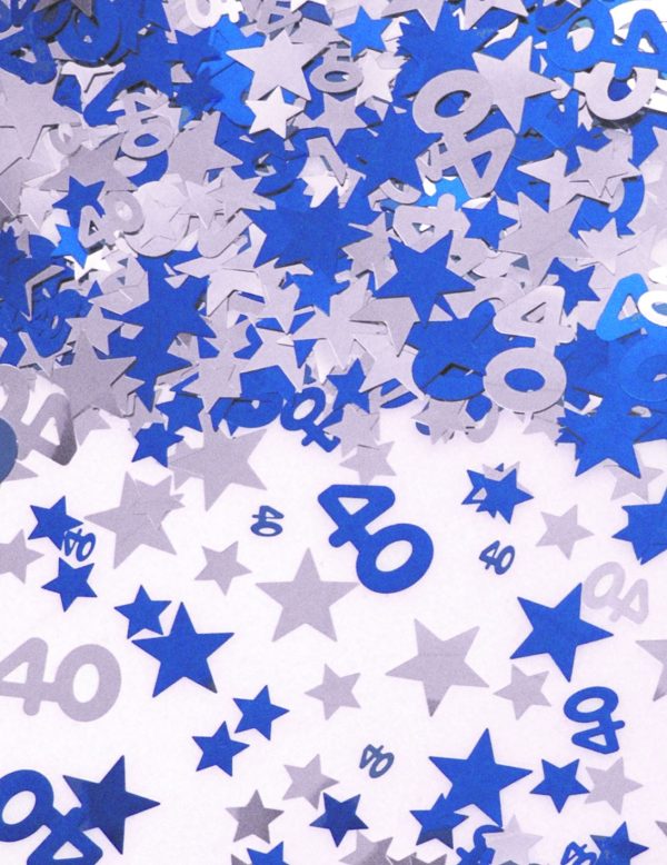 AGE 40 / 40TH BLUE SILVER STAR PARTY TABLE FOIL CONFETTI