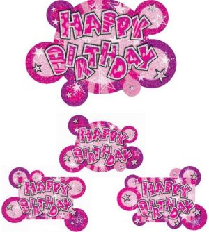 HAPPY BIRTHDAY MOBILE BANNER PINK