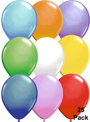 PACK OF 25 MULTICOLOURED BALLOONS