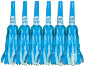 6PK HAPPY BIRTHDAY FRINGE BLOWERS BLUE