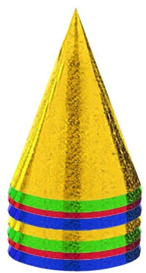 Pack Of 8 FOIL PARTY HATS