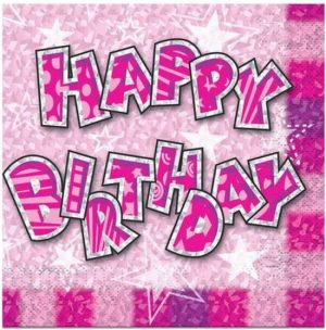 Pack Of 16 HAPPY BIRTHDAY SEVIETTE PINK