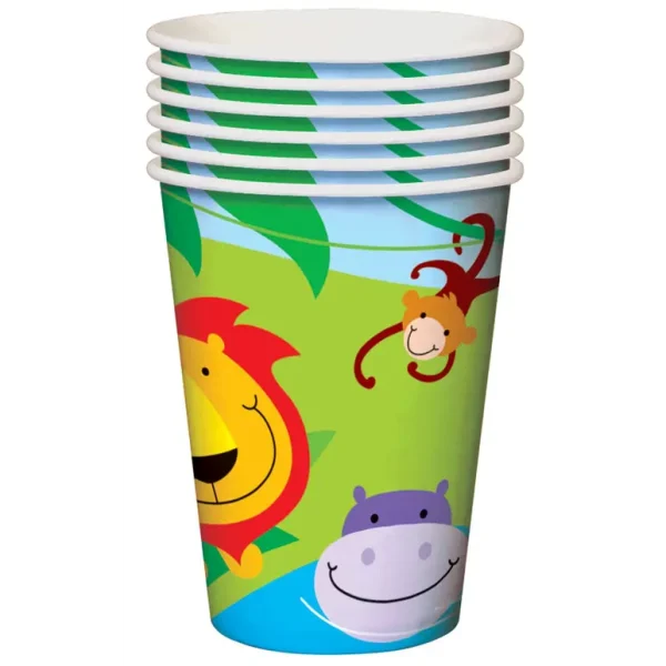 JUNGLE THEME 8 CUPS GIRLS KIDS CHILDRENS BIRTHDAY ZOO ANIMAL