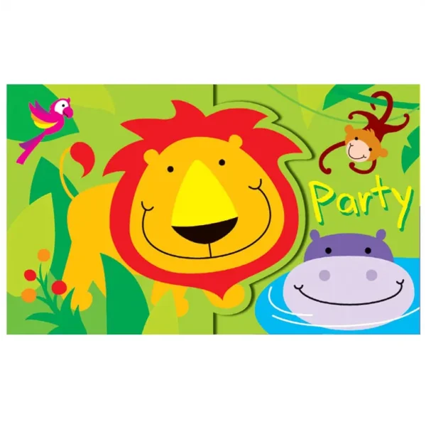 12 BOYS GIRLS KIDS CHILDRENS BIRTHDAY PARTY INVITATIONS CARD WITH ENVELOPES- JUNGLE THEME ZOO