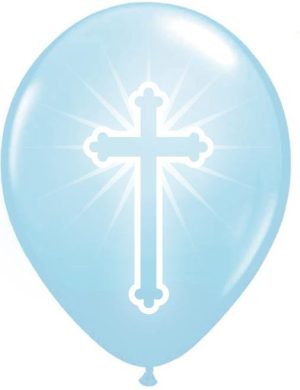 16 BLUE CROSS CHRISTENING COMMUNION BALLOONS BOY BAPTISM PARTY DECORATIONS