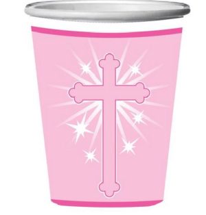 PACK OF 8 RELIGIOUS CUPS PINK
