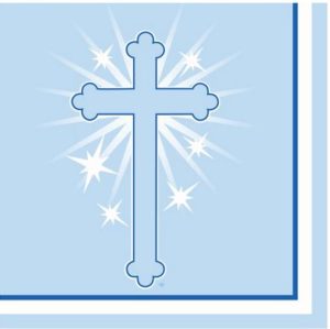 16 CHRISTENING BLUE NAPKINS RELIGIOUS CROSS SERVIETTES - DISC