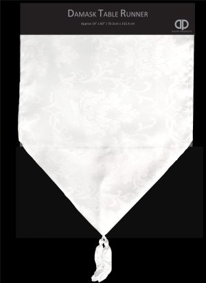 CHRISTMAS DAMASK TABLE RUNNER CLOTH DINNER PARTY DECORATION DINING TABLEWARE WHITE