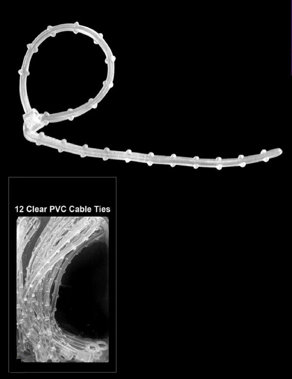 12 FLEXIBLE PLASTIC MULTI PURPOSE REUSABLE CLEAR CABLE PVC TIE