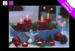 FESTIVE LIGHT UP LED CANVAS PICTURE CANDLE ANGEL BAUBLES 40CM X 30CM WALL ART DECORATION
