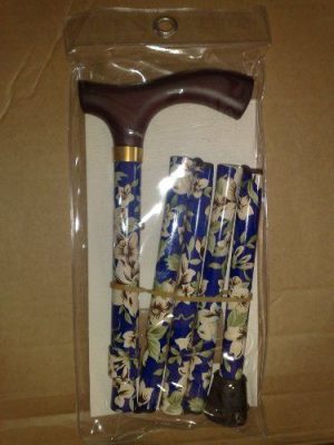 WORLDS SMALLEST FOLDING WALKING STICK - BLUE FLORAL E ONLY BLUE FLORAL WALKI