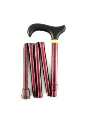 WORLD SMALLEST FOLDING WALKING STICK - RED CHECK (MOBILITY AID)