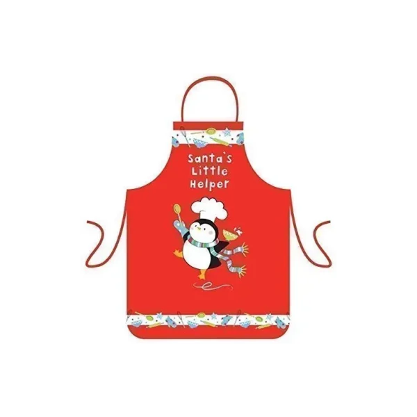 KIDS CUTE DESIGN TRADITIONAL CHRISTMAS RED APRON WITH LITTELE HELPER DESIGN