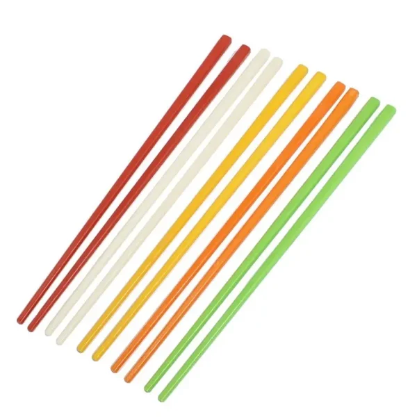 REUSEABLE MULTICOLOUR CHINESE PLASTIC CHOPSTICKS HASHI 5 PAIRS CHOP STICK 22CM