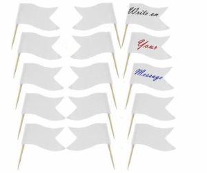WRITE ON / COLOURING SANDWICH / FOOD / CUP CAKE CANAPE FLAG ON OWN MESSAGE PARTY COCKTAIL STICK 24/P