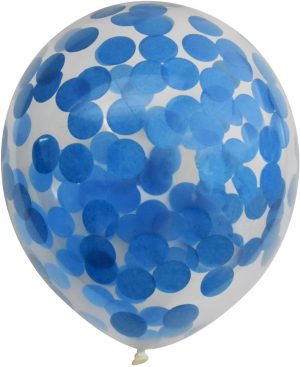 GLOBOS PAYASO BLUE CONFETTI PARTY BALLOONS PACK OF 6