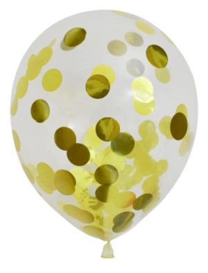 GLOBOS PAYASO GOLD CONFETTI PARTY BALLOONS PACK OF 6