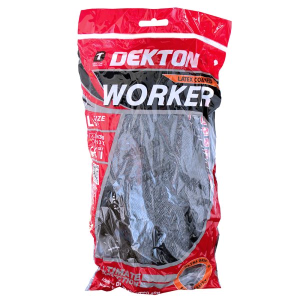 DEKTON BUILDERS LATEX COATED WORK GLOVES SIZE 9 LARGE