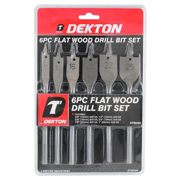 DEKTON FLAT WOOD DRILL SET PACK OF 6