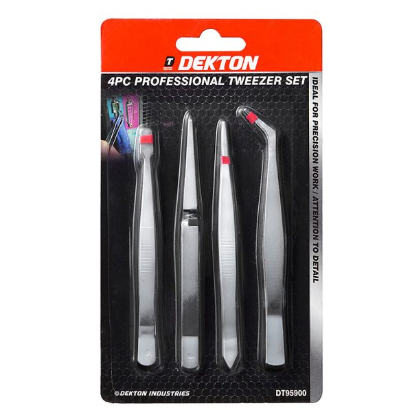 DEKTON PRECISION TWEEZERS SET PACK OF 4