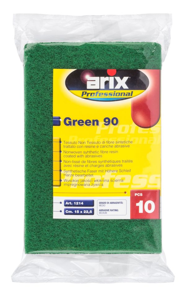 ARIX PROFESSIONAL GREEN 90 RESIN COATED FIBRE SCOURER Pack Of 10