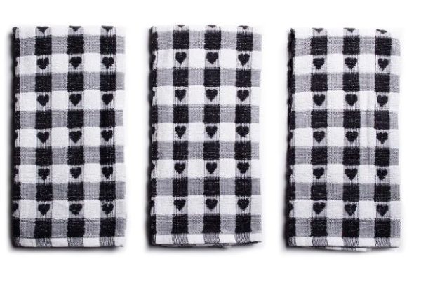 SABICHI TEA TOWELS - GREY HEART