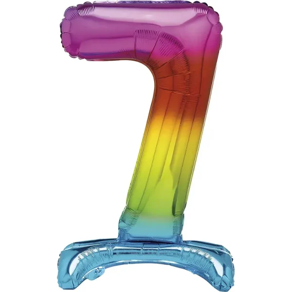 UNIQUE PARTY GIANT STANDING FOIL NUMBER 7 BALLOON 76 CM - RAINBOW