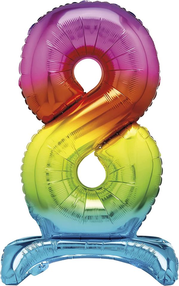 UNIQUE PARTY GIANT STANDING FOIL NUMBER 8 BALLOON 76 CM - RAINBOW