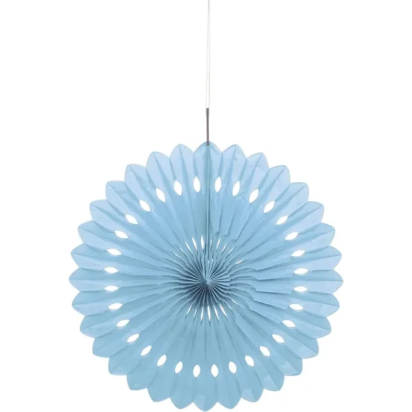 UNIQUE PARTY TISSUE PAPER FAN DECORATION 40CM - BABY BLUE