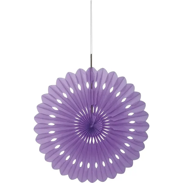 UNIQUE PARTY TISSUE PAPER FAN DECORATION 40CM - PURPLE