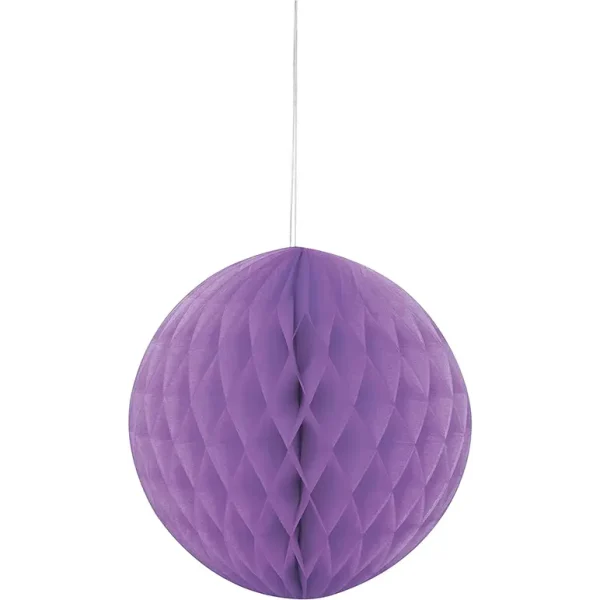 UNIQUE PARTY TISSUE PAPER HONEYCOMB / POM POM 8 INCH / 20CM - PURPLE