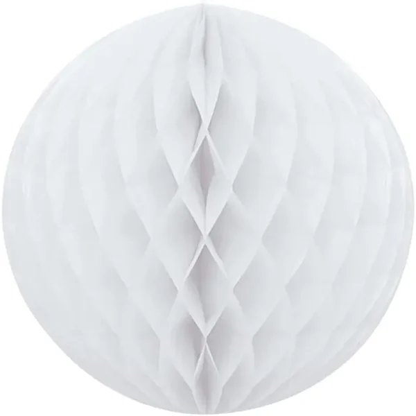 UNIQUE PARTY TISSUE PAPER HONEYCOMB / POM POM 8 INCH / 20CM - WHITE