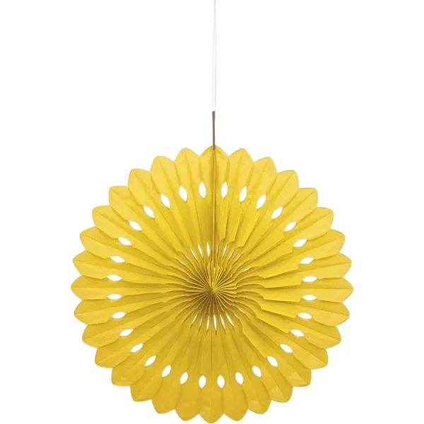 UNIQUE PARTY TISSUE PAPER FAN DECORATION 40CM - YELLOW