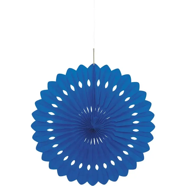 UNIQUE PARTY TISSUE PAPER FAN DECORATION 40CM - ROYAL BLUE