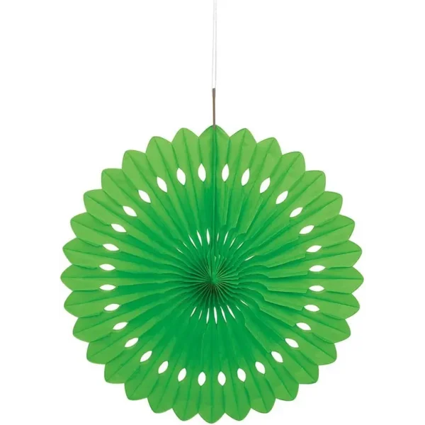 UNIQUE PARTY TISSUE PAPER FAN DECORATION 40CM - LIME GREEN